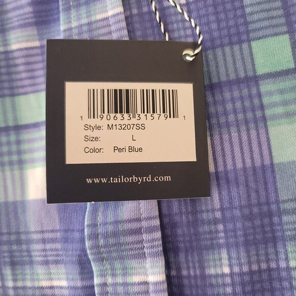 Tailorbyrd Collection Men’s Plaid Short Sleeve Button Down Shirt Size L NWT Peri - Picture 3 of 5